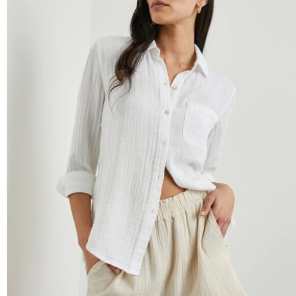 Rails Tops - Rails Ellis White Gauze‎ Button Down Shirt Top Medium Lightweight Organic Cotton